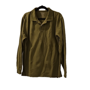 L.L. Bean Men's Olive Green Long Sleeve Polo Shirt size medium regular